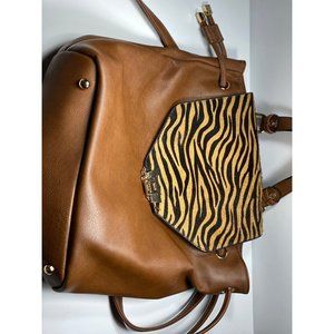 DUNE LONDON LEATHER BROWN ZEBRA PRINT HANDBAG BACKPACK